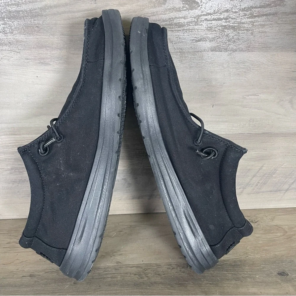 Hey Dude Wally X Mens 10 Triple Black Slip Resistant Work Wear Slip On‎ Shoes